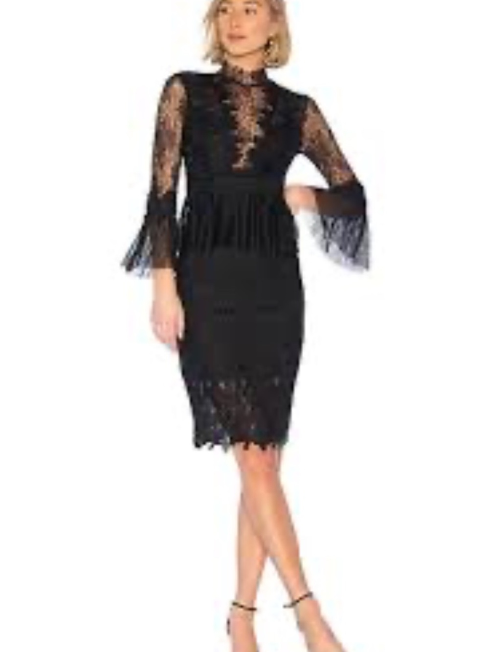 NWT Bardot Frankie Lace Victorian Lace Dress in Black - Size 6